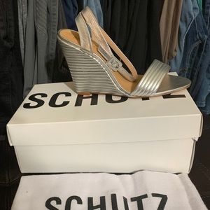 SCHUTZ Kahritah Silver Wedges - never worn!